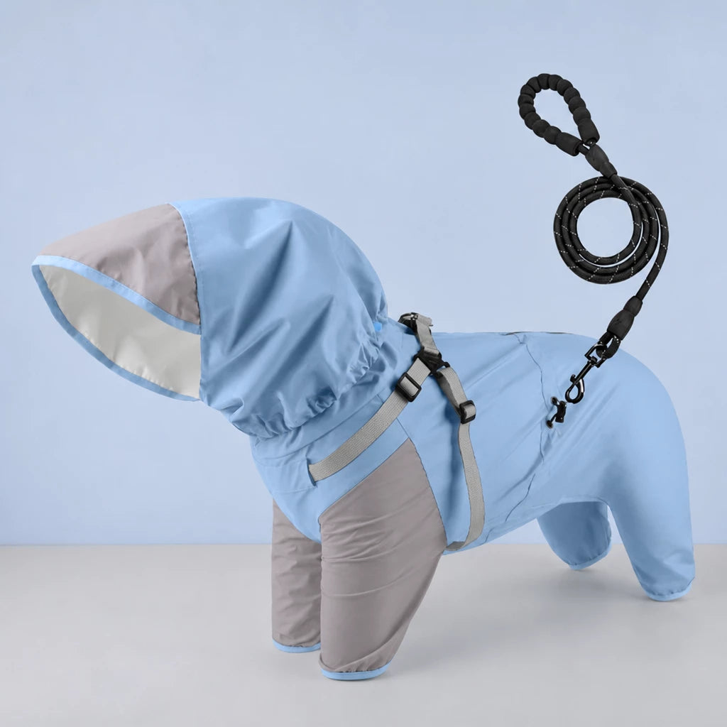 Hooded Four-Leg Dog Raincoat for Rainy Walks