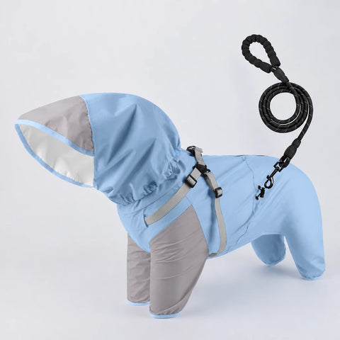 Hooded Four-Leg Dog Raincoat for Rainy Walks