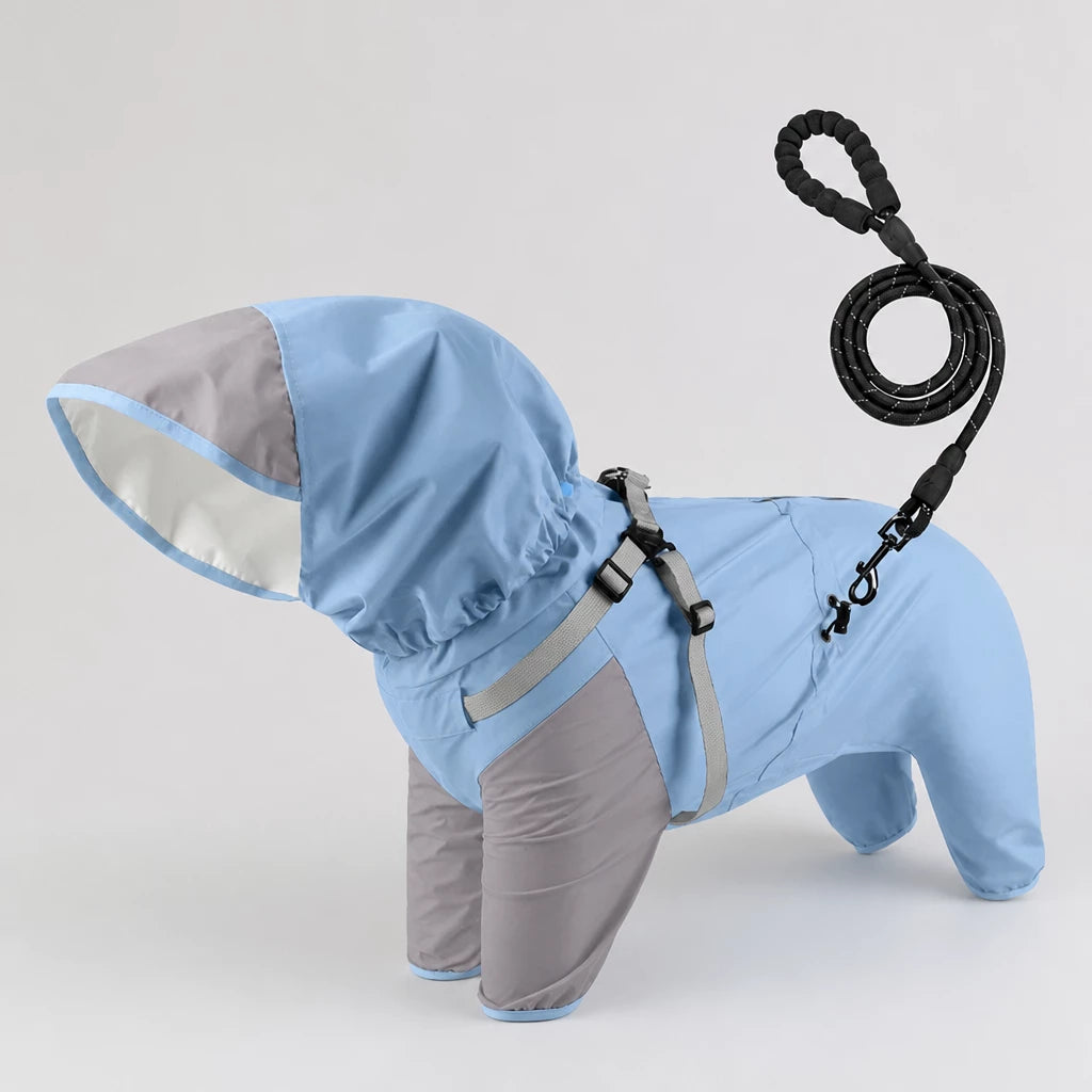 Hooded Four-Leg Dog Raincoat for Rainy Walks
