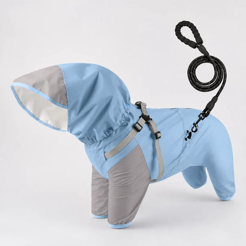 Hooded Four-Leg Dog Raincoat for Rainy Walks