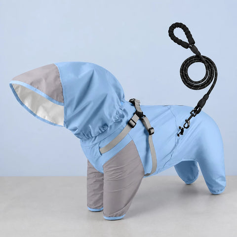 Hooded Four-Leg Dog Raincoat for Rainy Walks