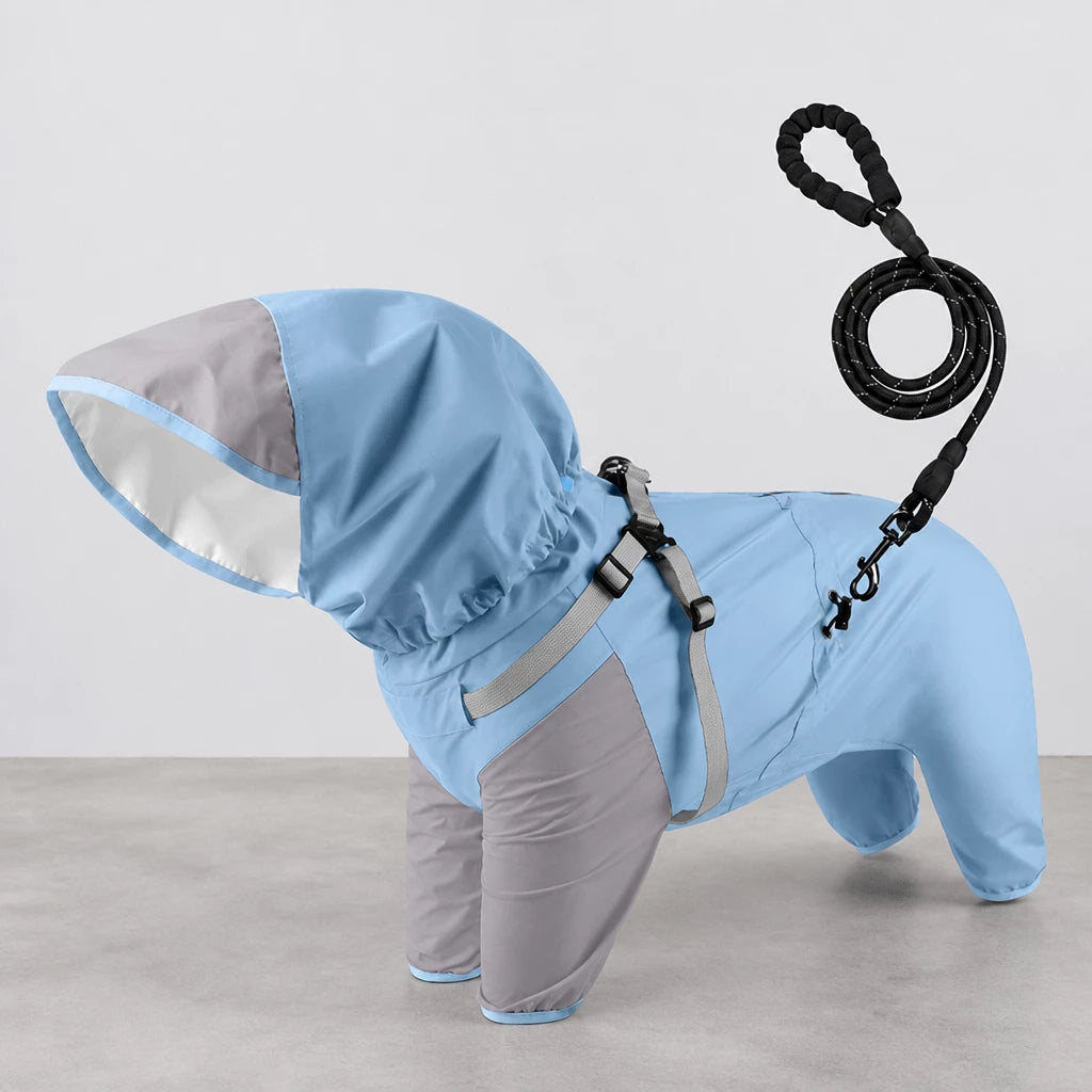 Hooded Four-Leg Dog Raincoat for Rainy Walks