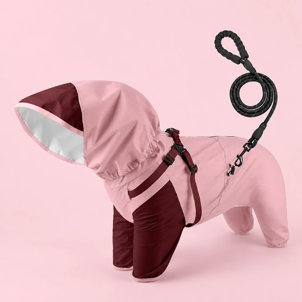 Hooded Four-Leg Dog Raincoat for Rainy Walks