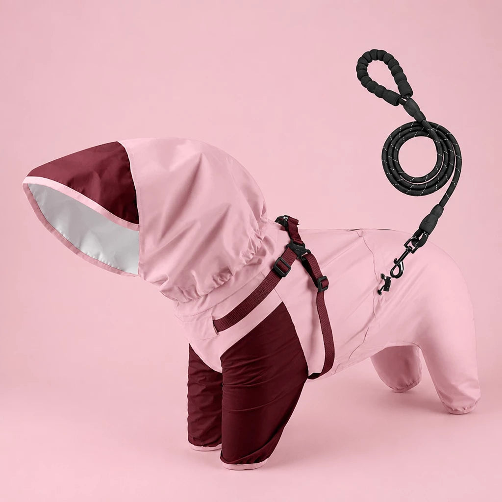 Hooded Four-Leg Dog Raincoat for Rainy Walks