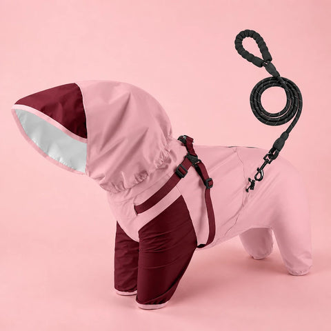 Hooded Four-Leg Dog Raincoat for Rainy Walks