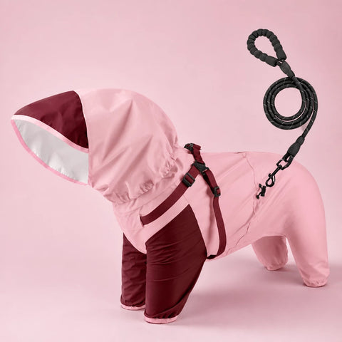 Hooded Four-Leg Dog Raincoat for Rainy Walks