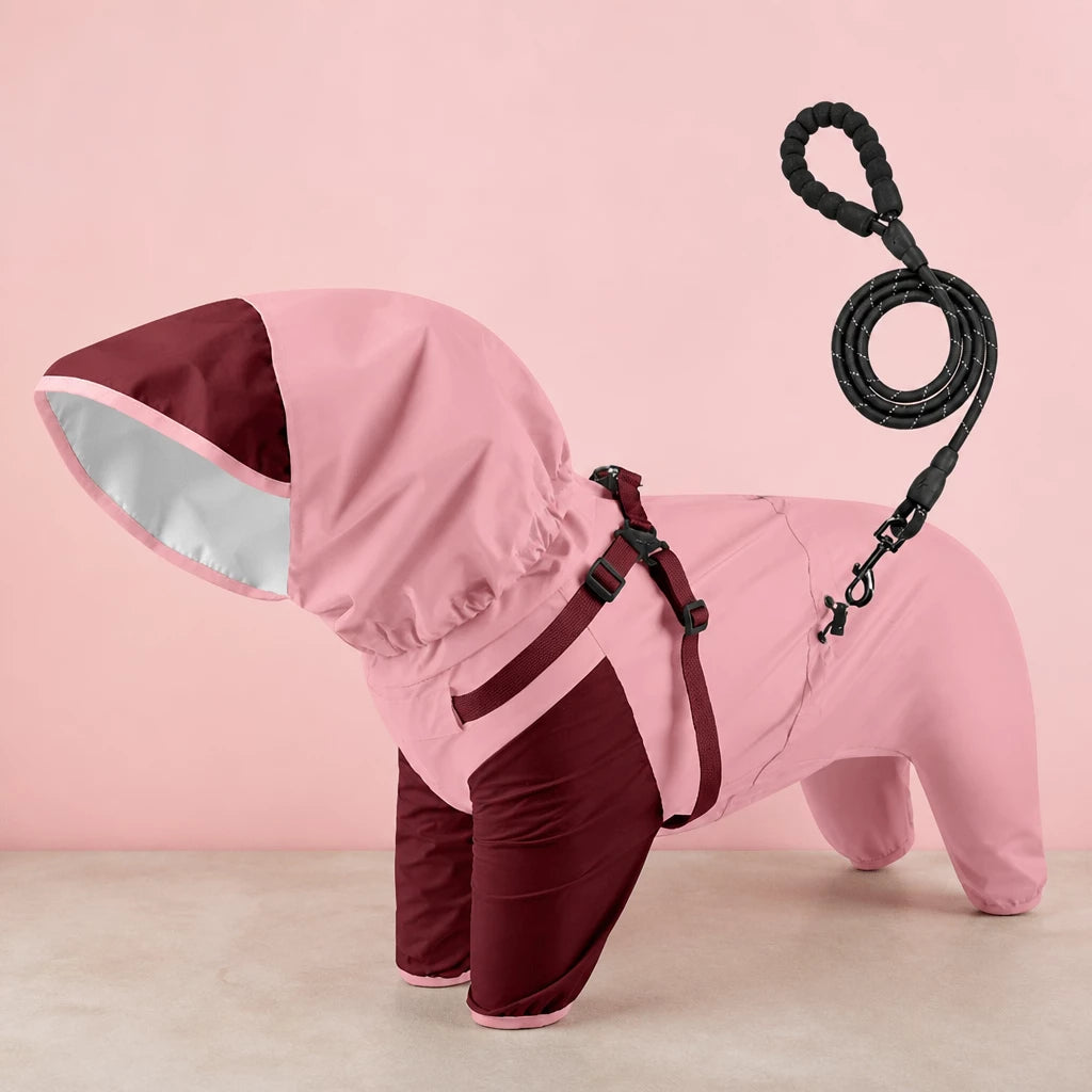 Hooded Four-Leg Dog Raincoat for Rainy Walks