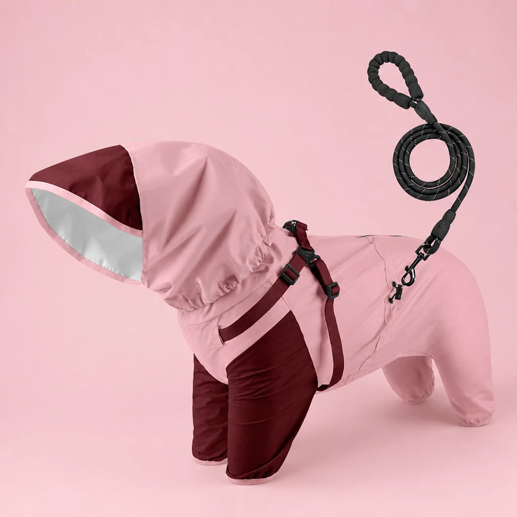 Hooded Four-Leg Dog Raincoat for Rainy Walks