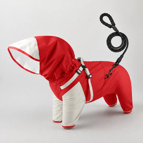 Hooded Four-Leg Dog Raincoat for Rainy Walks