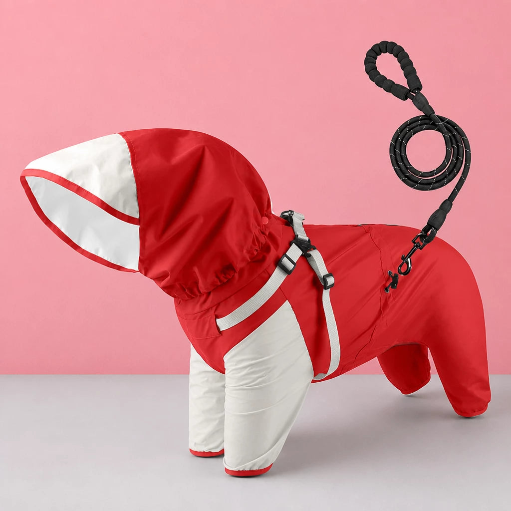 Hooded Four-Leg Dog Raincoat for Rainy Walks