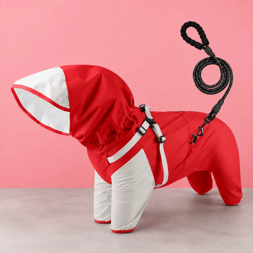 Hooded Four-Leg Dog Raincoat for Rainy Walks