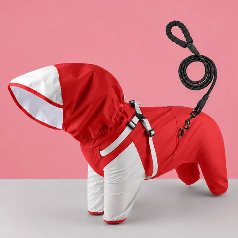 Hooded Four-Leg Dog Raincoat for Rainy Walks