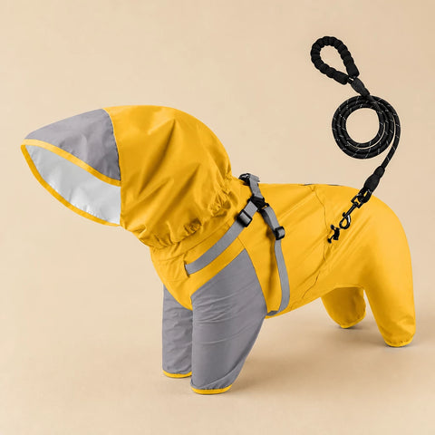 Hooded Four-Leg Dog Raincoat for Rainy Walks