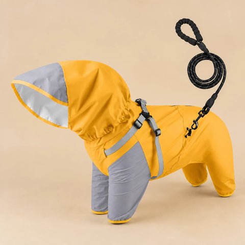 Hooded Four-Leg Dog Raincoat for Rainy Walks
