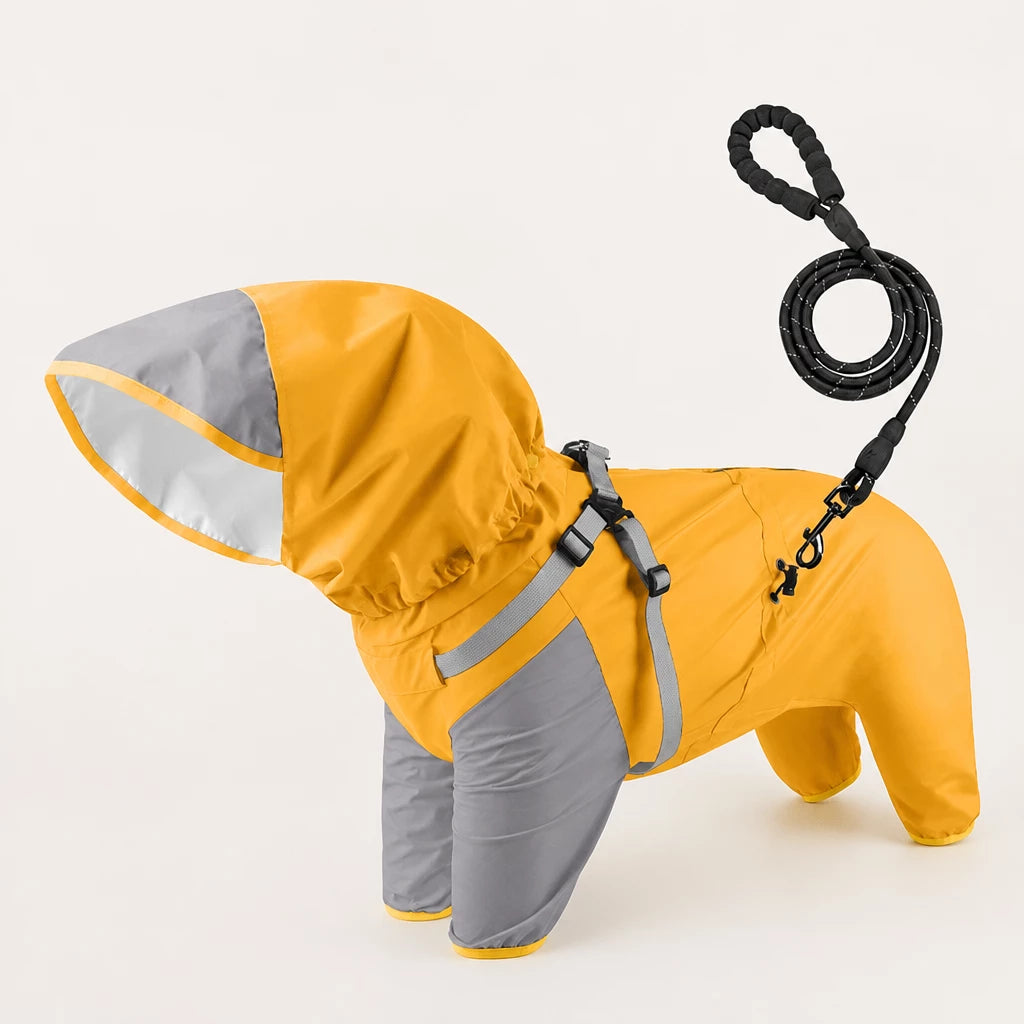 Hooded Four-Leg Dog Raincoat for Rainy Walks