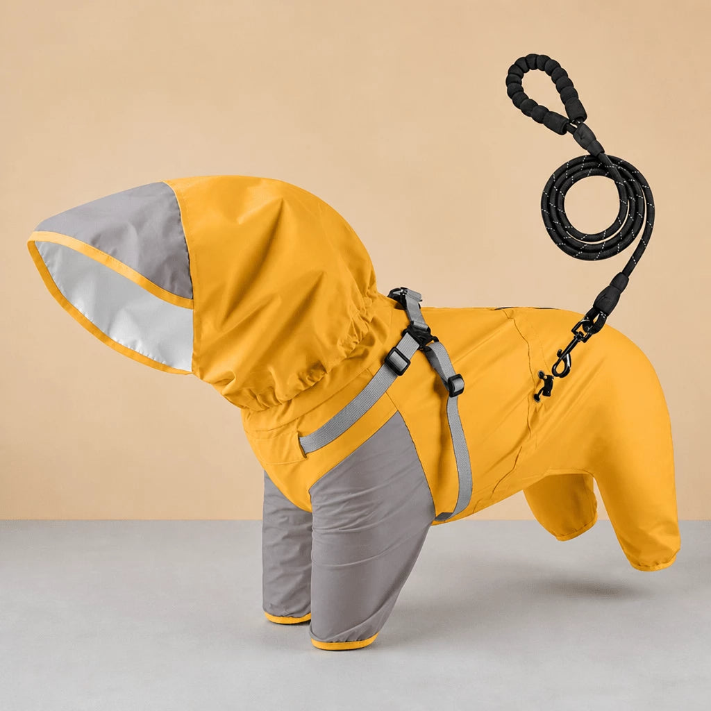 Hooded Four-Leg Dog Raincoat for Rainy Walks