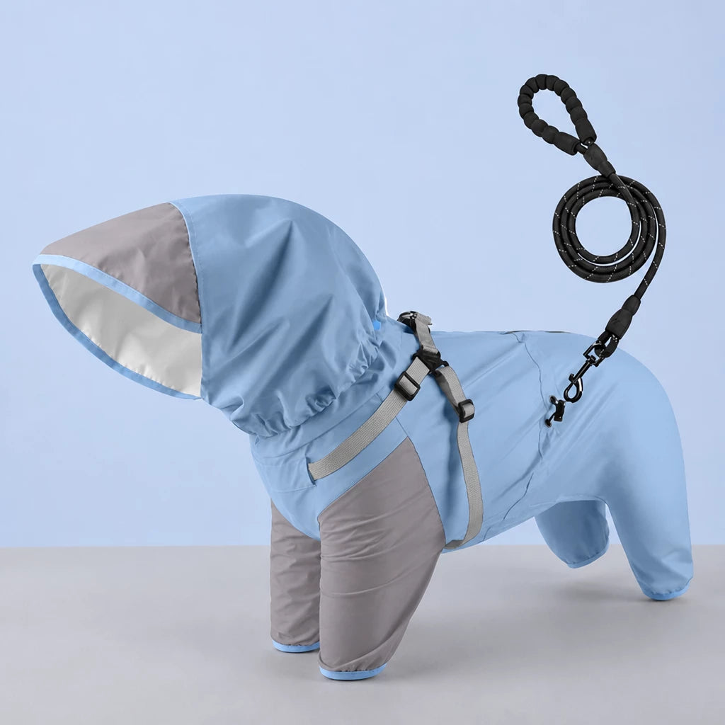 Hooded Four-Leg Dog Raincoat for Rainy Walks