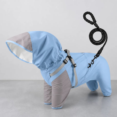 Hooded Four-Leg Dog Raincoat for Rainy Walks