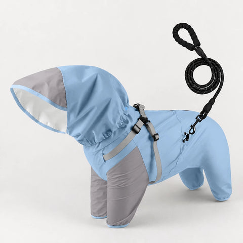 Hooded Four-Leg Dog Raincoat for Rainy Walks