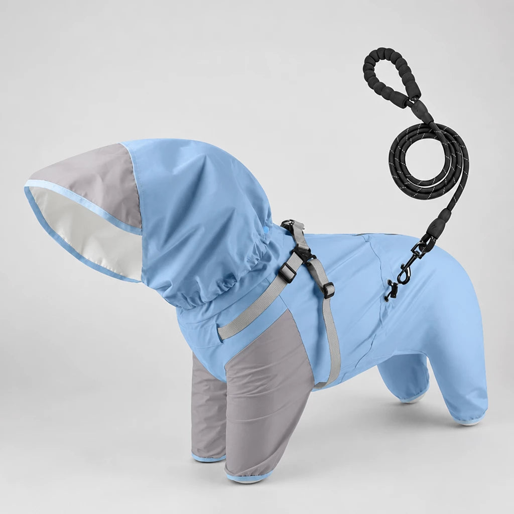 Hooded Four-Leg Dog Raincoat for Rainy Walks