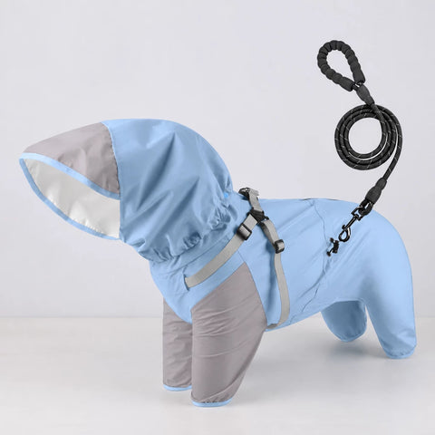 Hooded Four-Leg Dog Raincoat for Rainy Walks