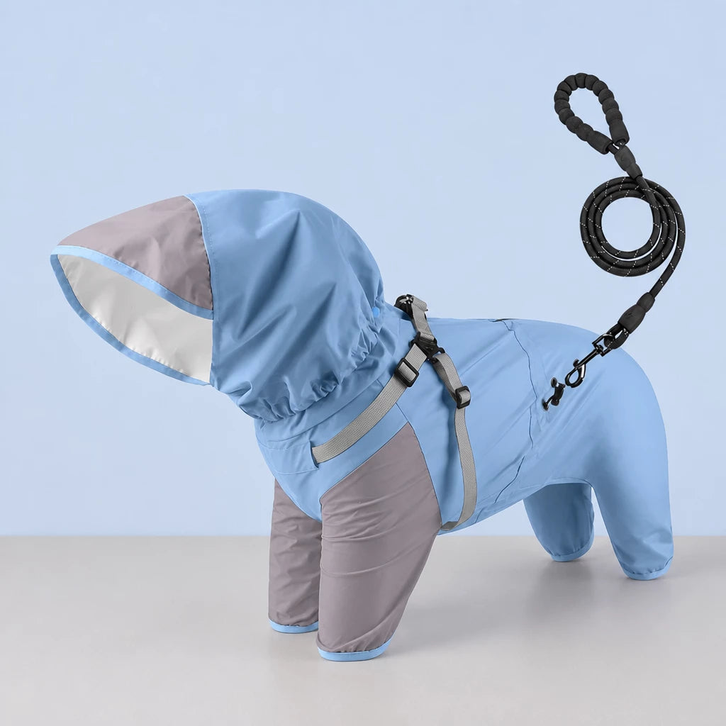 Hooded Four-Leg Dog Raincoat for Rainy Walks