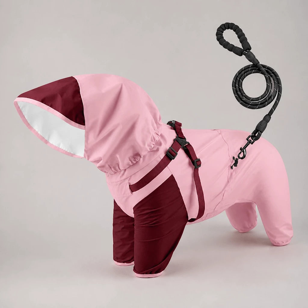 Hooded Four-Leg Dog Raincoat for Rainy Walks