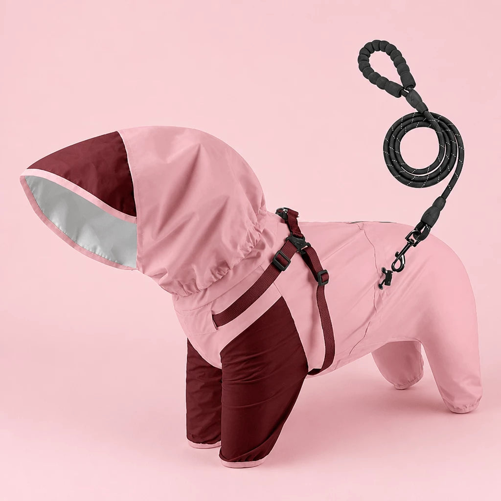 Hooded Four-Leg Dog Raincoat for Rainy Walks