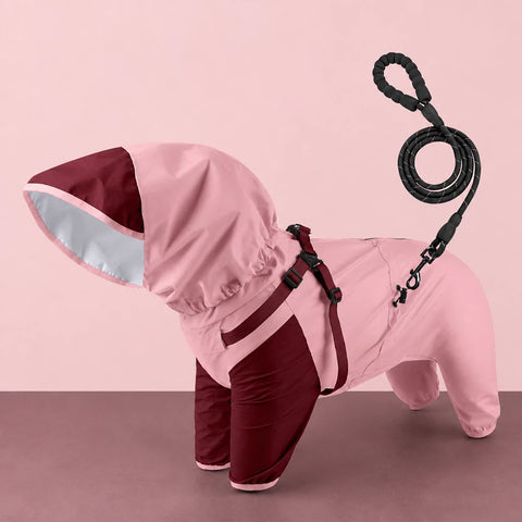 Hooded Four-Leg Dog Raincoat for Rainy Walks