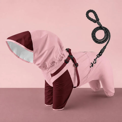 Hooded Four-Leg Dog Raincoat for Rainy Walks