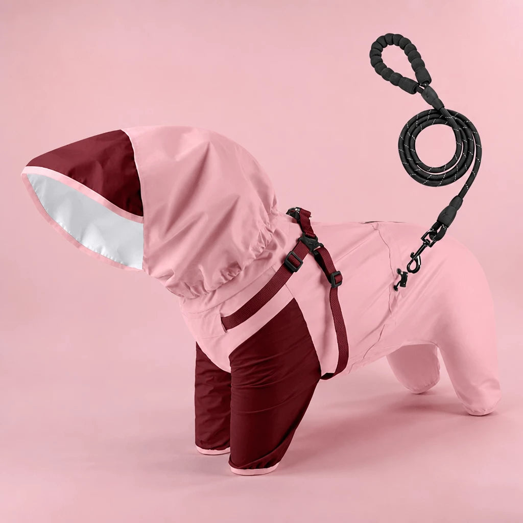 Hooded Four-Leg Dog Raincoat for Rainy Walks