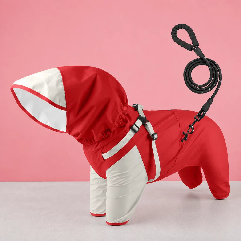 Hooded Four-Leg Dog Raincoat for Rainy Walks
