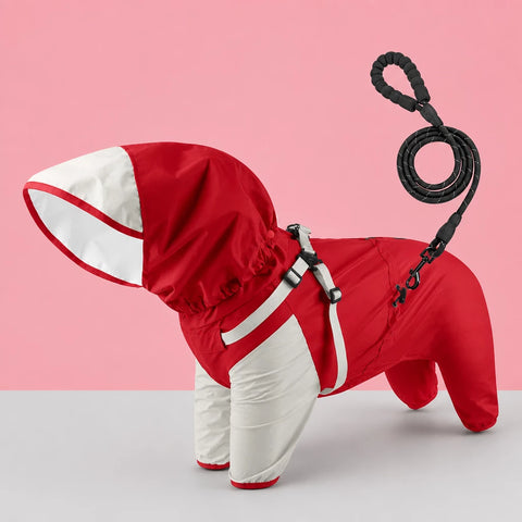 Hooded Four-Leg Dog Raincoat for Rainy Walks
