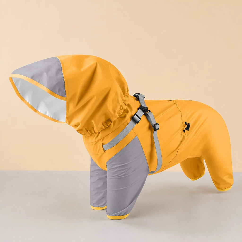 Hooded Four-Leg Dog Raincoat for Rainy Walks