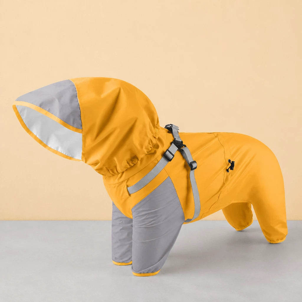 Hooded Four-Leg Dog Raincoat for Rainy Walks