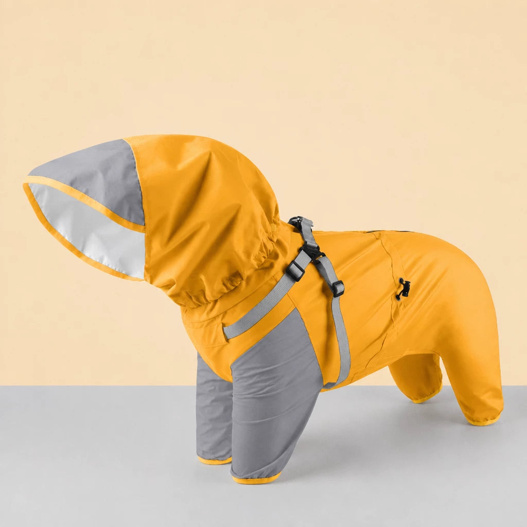 Hooded Four-Leg Dog Raincoat for Rainy Walks