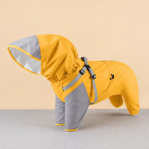 Hooded Four-Leg Dog Raincoat for Rainy Walks
