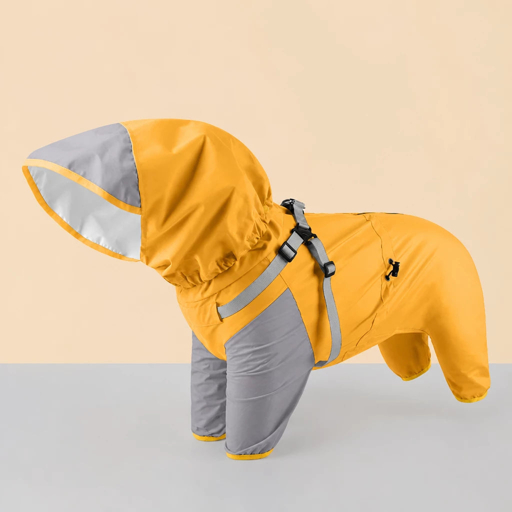 Hooded Four-Leg Dog Raincoat for Rainy Walks
