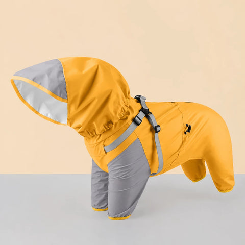 Hooded Four-Leg Dog Raincoat for Rainy Walks