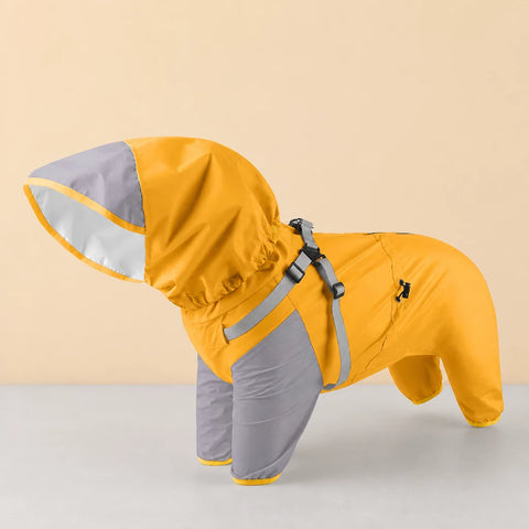 Hooded Four-Leg Dog Raincoat for Rainy Walks