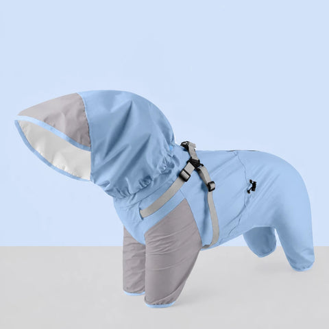 Hooded Four-Leg Dog Raincoat for Rainy Walks