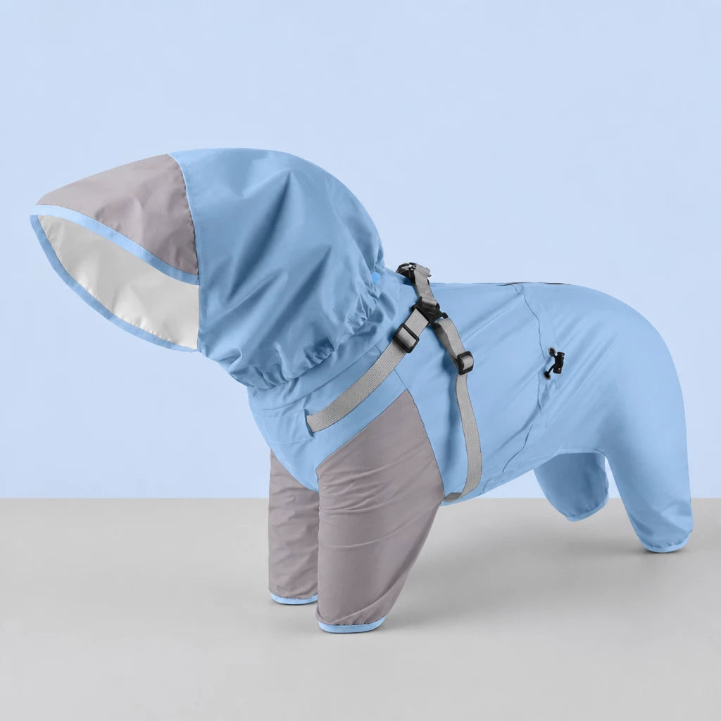 Hooded Four-Leg Dog Raincoat for Rainy Walks