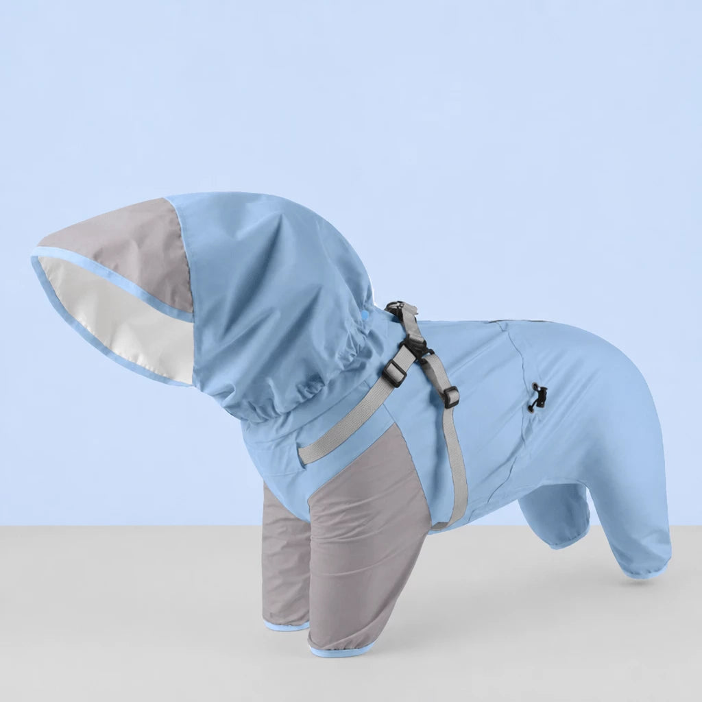 Hooded Four-Leg Dog Raincoat for Rainy Walks