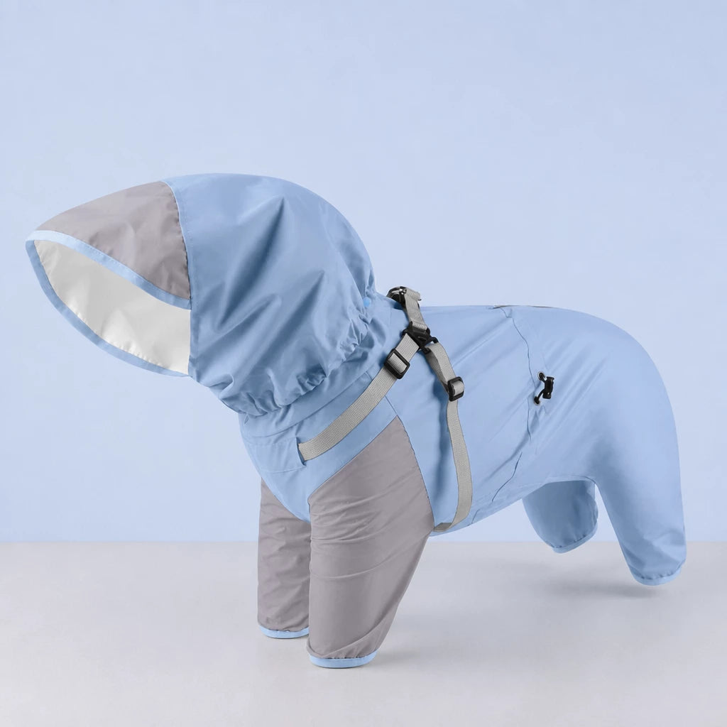 Hooded Four-Leg Dog Raincoat for Rainy Walks
