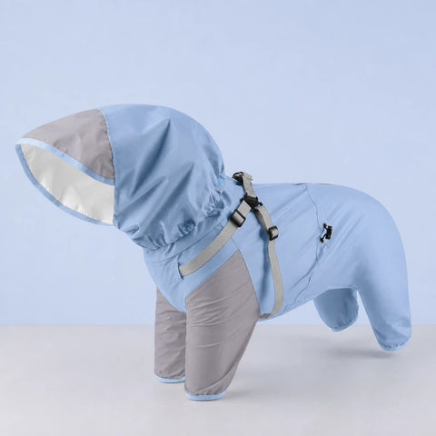 Hooded Four-Leg Dog Raincoat for Rainy Walks
