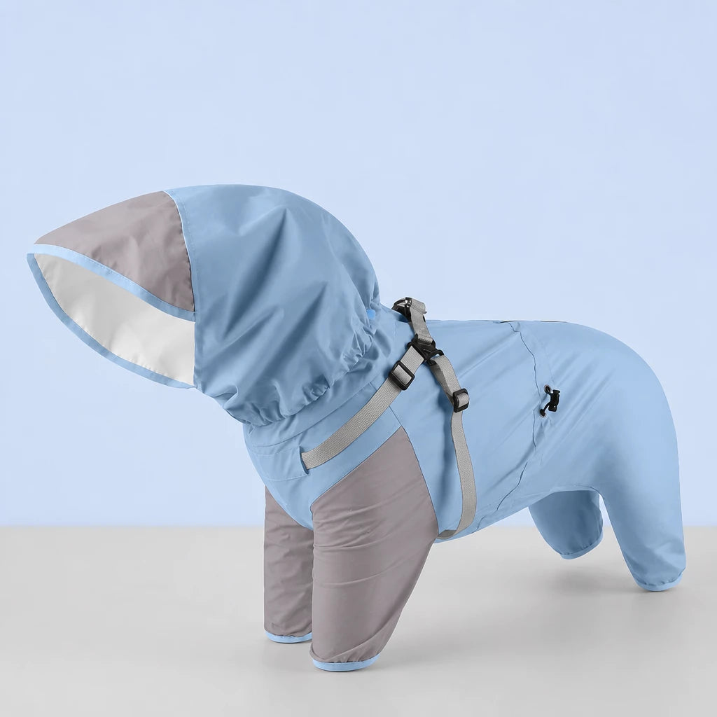 Hooded Four-Leg Dog Raincoat for Rainy Walks
