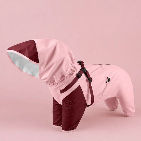 Hooded Four-Leg Dog Raincoat for Rainy Walks