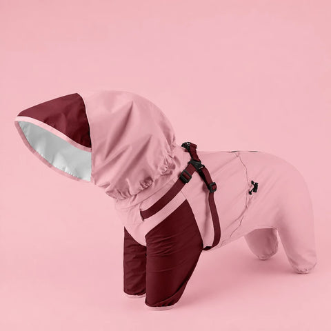 Hooded Four-Leg Dog Raincoat for Rainy Walks
