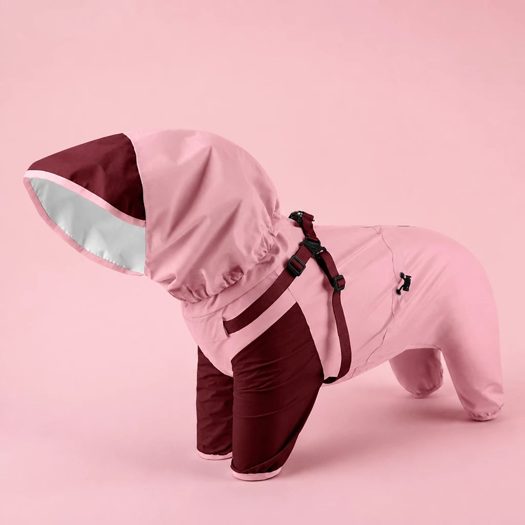 Hooded Four-Leg Dog Raincoat for Rainy Walks