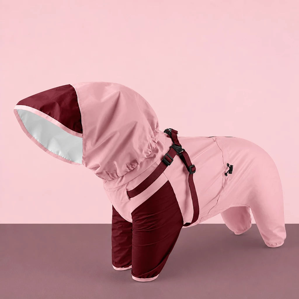 Hooded Four-Leg Dog Raincoat for Rainy Walks
